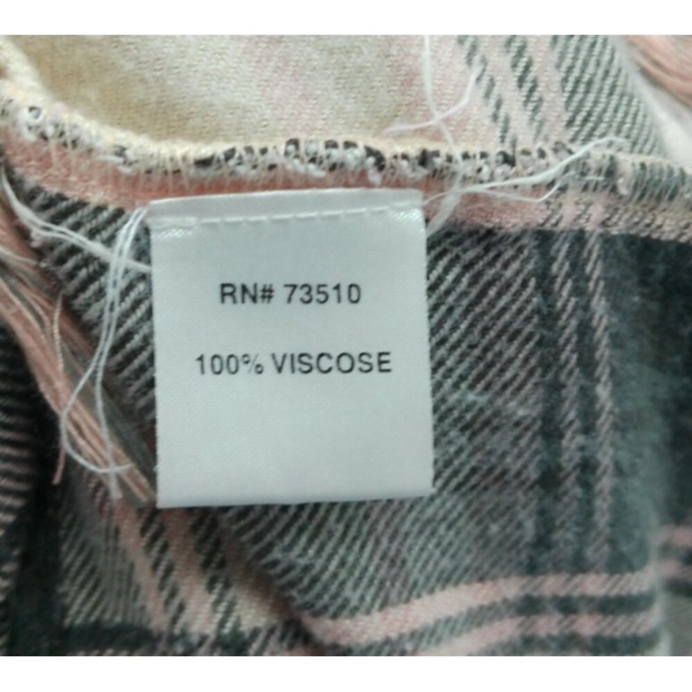 Ivy Jane Plaid Poncho Women's One Size Pink Gray Tassel Trim Shoulder Cutouts - Picture 8 of 9